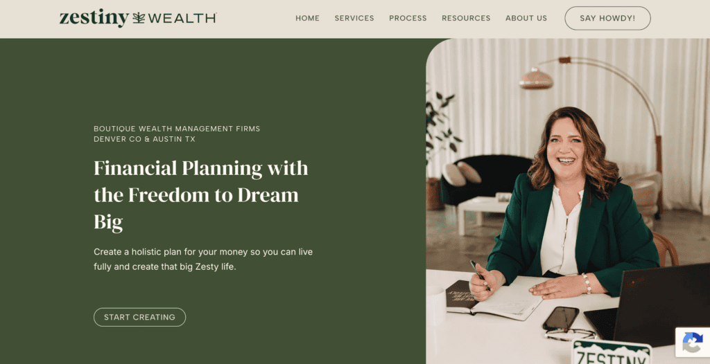 Example of financial copywriting, "Financial planning with the freedom to dream big"